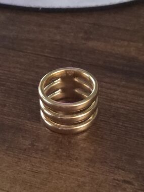 Milor Italy 14K Gold Resin Triple Band Statement Ring